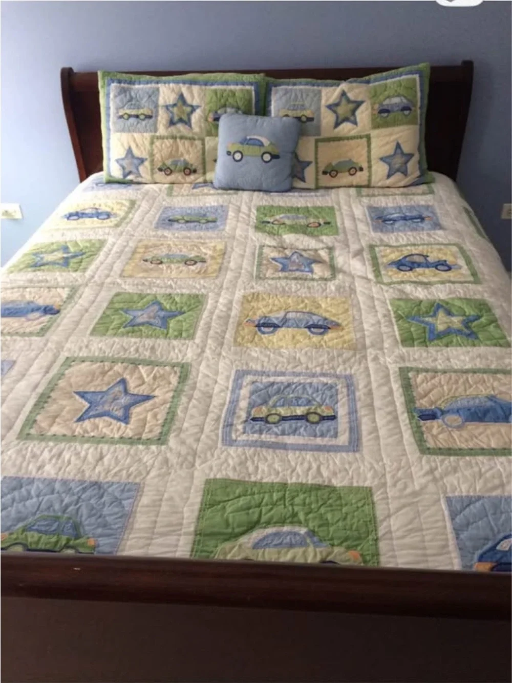 Pottery Barn Kids Car & Star Patchwork Quilt/shams/throw bedding set Full/Queen